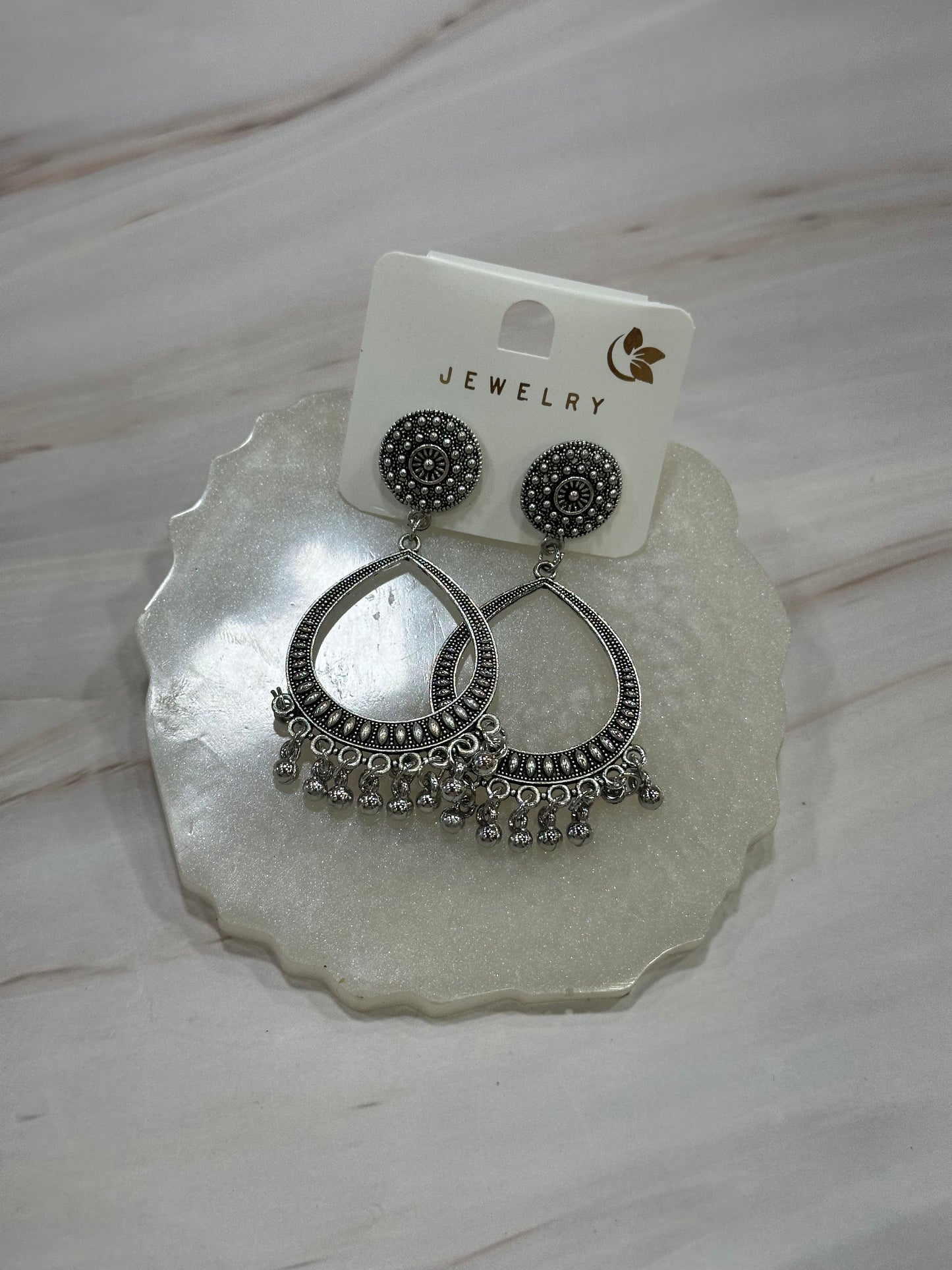 Resin Earring or Jhumka Bezel with Ghungroo Beads (1 Pair)