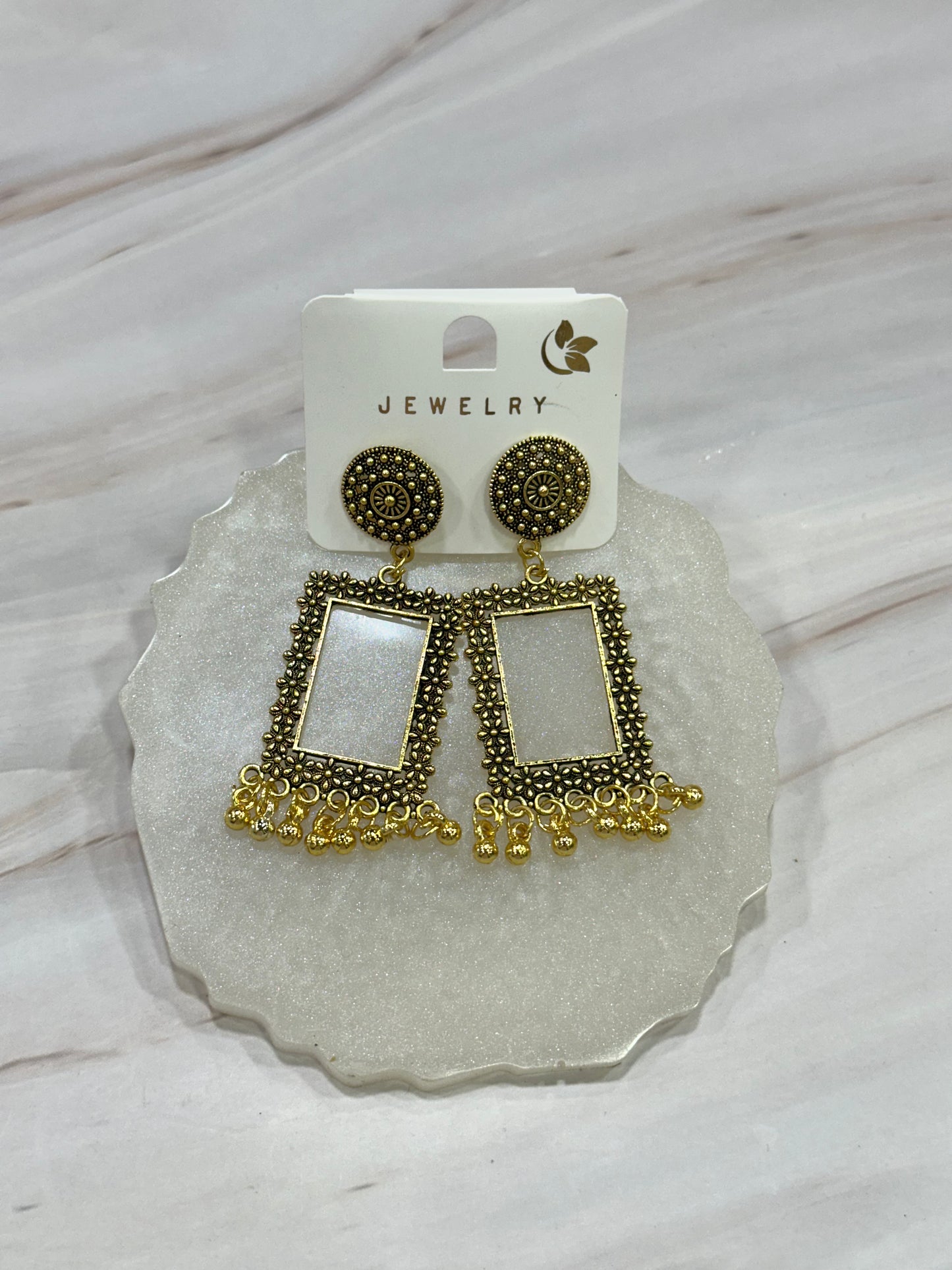 Resin Earring or Jhumka Bezel with Ghungroo Beads (1 Pair)