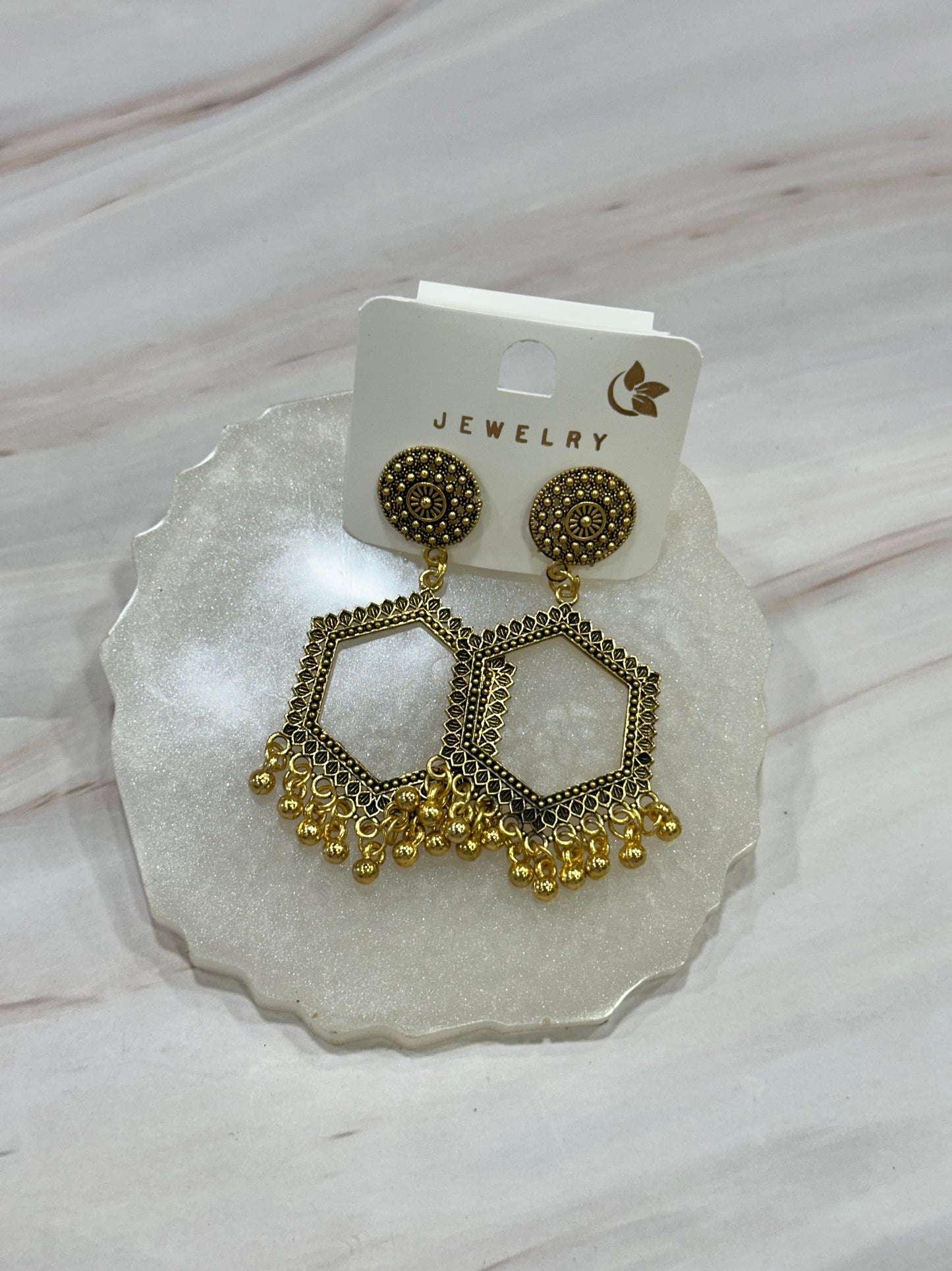 Resin Earring or Jhumka Bezel with Ghungroo Beads (1 Pair)